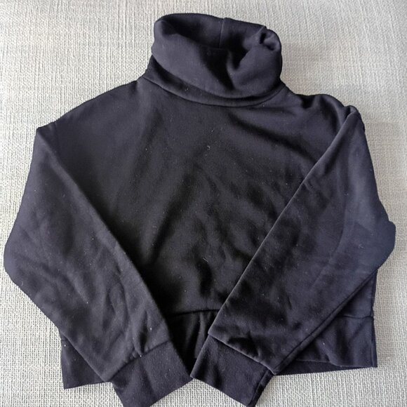 ZARA Black Cropped Turtleneck Sweatshirt | Size S | Neutral Casual Style - Picture 1 of 4